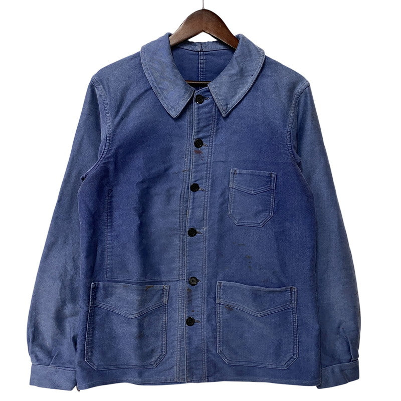 【現状渡し品】【メンズ】 LE MONT ROUGE ルモンルージュ FRENCH VINTAGE MOLESKIN WORK JACKET モールスキン ワークジャケット 146-260902-as-12-izu カラー：ブルー 万代Net店