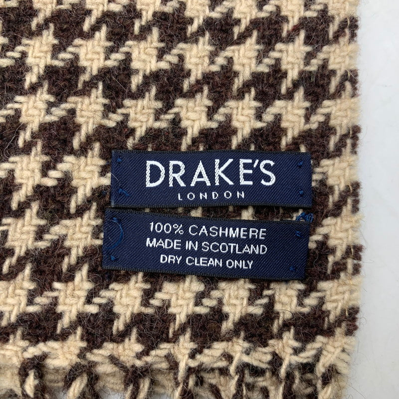 【中古品】【メンズ/レディース】 DRAKE'S ドレイクス 千鳥格子 CASHMERE MUFFLER カシミヤ マフラー 小物 187-260910-cs-14-izu カラー：ブラウン系 万代Net店