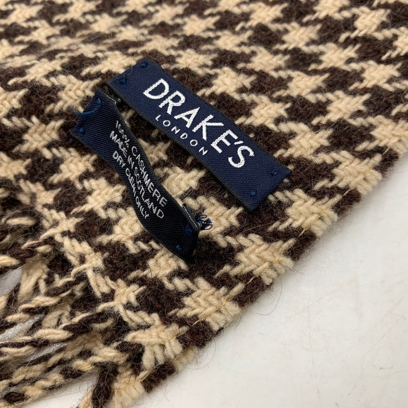 【中古品】【メンズ/レディース】 DRAKE'S ドレイクス 千鳥格子 CASHMERE MUFFLER カシミヤ マフラー 小物 187-260910-cs-14-izu カラー：ブラウン系 万代Net店