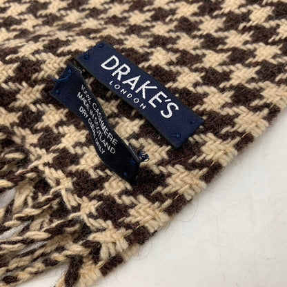 【中古品】【メンズ/レディース】 DRAKE'S ドレイクス 千鳥格子 CASHMERE MUFFLER カシミヤ マフラー 小物 187-260910-cs-14-izu カラー：ブラウン系 万代Net店