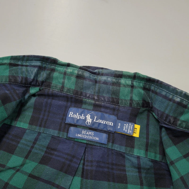 【中古品】【メンズ】 RALPH LAUREN ラルフローレン BEAMS LIMITED EDITION BD L/S CHECK SHIRT ビームス リミテッドエディション ボタンダウン 長袖 チェック シャツ 147-260902-as-23-izu サイズ：S カラー：グリーン×ネイビー 万代Net店
