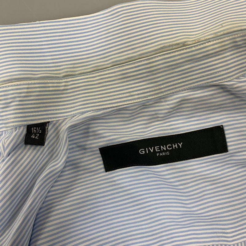 【中古品】【メンズ】 GIVENCHY ジバンシィ STRIPE DRESS SHIRT ストライプ ドレス シャツ トップス 長袖 141-260910-cs-25-izu サイズ：42 カラー：ライトブルー 万代Net店