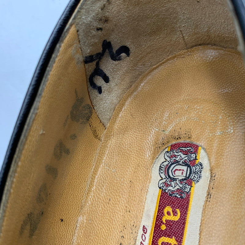 【現状渡し品】【メンズ】 a.testoni ア・テストーニ OSTRICH LEATHER LOAFER レザー ローファー 靴 164-260831-as-03-izu サイズ：6H カラー：ブラック 万代Net店