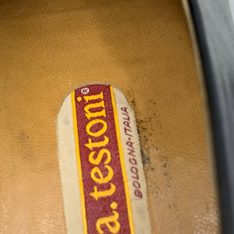 【現状渡し品】【メンズ】 a.testoni ア・テストーニ OSTRICH LEATHER LOAFER レザー ローファー 靴 164-260831-as-03-izu サイズ：6H カラー：ブラック 万代Net店