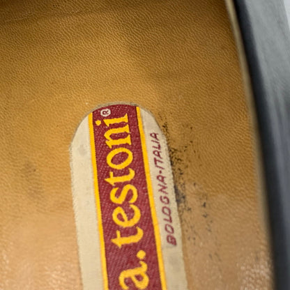 【現状渡し品】【メンズ】 a.testoni ア・テストーニ OSTRICH LEATHER LOAFER レザー ローファー 靴 164-260831-as-03-izu サイズ：6H カラー：ブラック 万代Net店