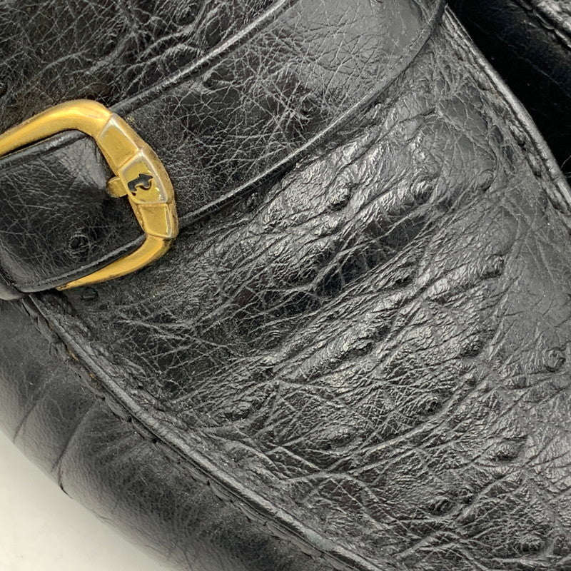 【現状渡し品】【メンズ】 a.testoni ア・テストーニ OSTRICH LEATHER LOAFER レザー ローファー 靴 164-260831-as-03-izu サイズ：6H カラー：ブラック 万代Net店
