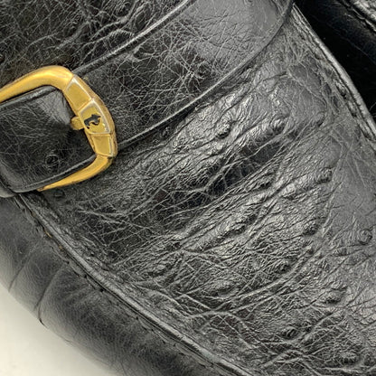 【現状渡し品】【メンズ】 a.testoni ア・テストーニ OSTRICH LEATHER LOAFER レザー ローファー 靴 164-260831-as-03-izu サイズ：6H カラー：ブラック 万代Net店