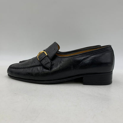 【現状渡し品】【メンズ】 a.testoni ア・テストーニ OSTRICH LEATHER LOAFER レザー ローファー 靴 164-260831-as-03-izu サイズ：6H カラー：ブラック 万代Net店