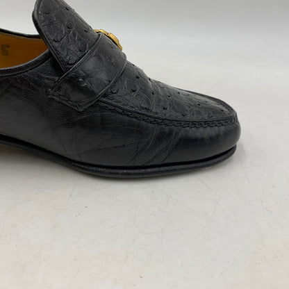 【現状渡し品】【メンズ】 a.testoni ア・テストーニ OSTRICH LEATHER LOAFER レザー ローファー 靴 164-260831-as-03-izu サイズ：6H カラー：ブラック 万代Net店