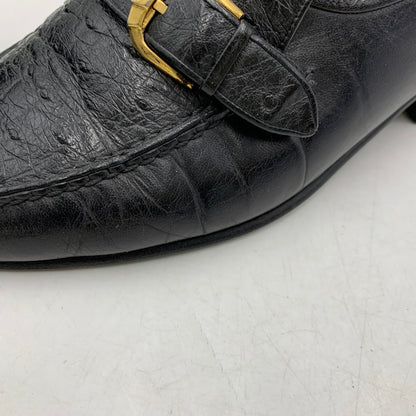 【現状渡し品】【メンズ】 a.testoni ア・テストーニ OSTRICH LEATHER LOAFER レザー ローファー 靴 164-260831-as-03-izu サイズ：6H カラー：ブラック 万代Net店