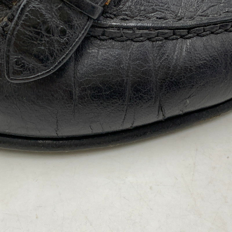 【現状渡し品】【メンズ】 a.testoni ア・テストーニ OSTRICH LEATHER LOAFER レザー ローファー 靴 164-260831-as-03-izu サイズ：6H カラー：ブラック 万代Net店