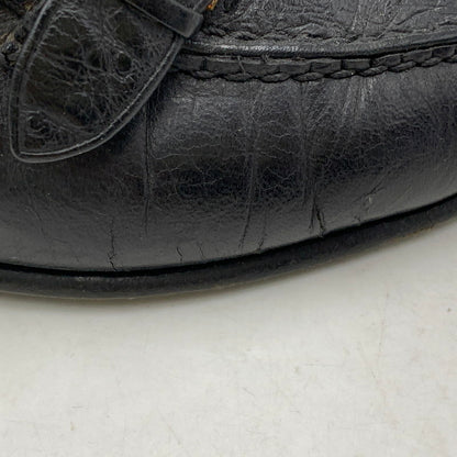 【現状渡し品】【メンズ】 a.testoni ア・テストーニ OSTRICH LEATHER LOAFER レザー ローファー 靴 164-260831-as-03-izu サイズ：6H カラー：ブラック 万代Net店