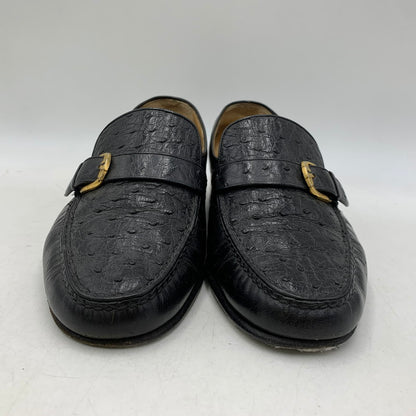 【現状渡し品】【メンズ】 a.testoni ア・テストーニ OSTRICH LEATHER LOAFER レザー ローファー 靴 164-260831-as-03-izu サイズ：6H カラー：ブラック 万代Net店