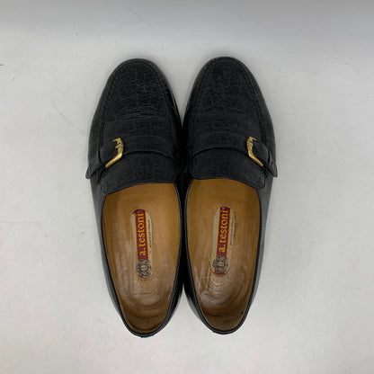 【現状渡し品】【メンズ】 a.testoni ア・テストーニ OSTRICH LEATHER LOAFER レザー ローファー 靴 164-260831-as-03-izu サイズ：6H カラー：ブラック 万代Net店