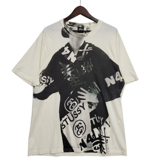 【中古品】【メンズ】 STUSSY ステューシー LADY PARIS PIG.DYED TEE レディー パリス ピグメントダイ Tシャツ 半袖 142-260902-as-20-izu サイズ：M カラー：ホワイト 万代Net店