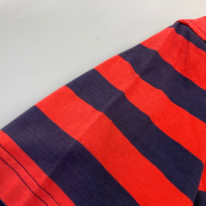 【中古品】【メンズ】 OLD STUSSY オールド ステューシー 紺タグ 90S BORDER RUGBY SS SHIRT ボーダー ラグビー ショートスリーブ シャツ トップス 半袖 142-260914-cs-23-izu サイズ：L カラー：レッド×ネイビー 万代Net店