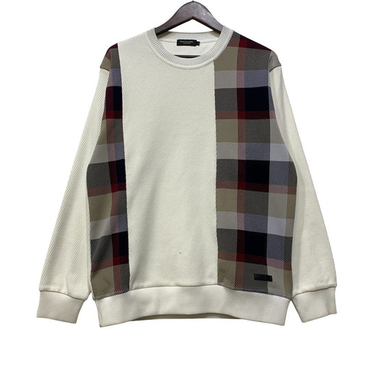 【中古品】【メンズ】 BLACK LABEL ブラック レーベル 51P04-704-02 CHECK KNIT DOCKING SWEATSHIRT チェック ニット ドッキング スウェットシャツ トップス 長袖 141-260911-ya-10-izu サイズ：M カラー：マルチ 万代Net店