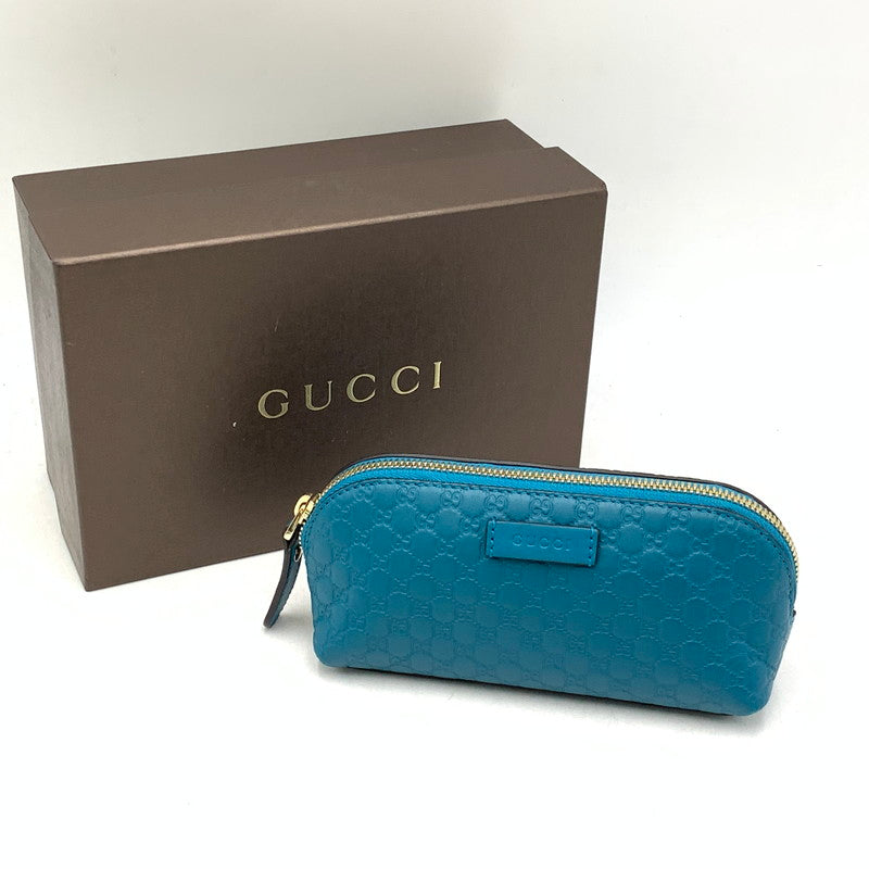 【中古品】【メンズ/レディース】 GUCCI グッチ 449894 マイクログッチシマ レザー ポーチ カバン 180-260901-ya-09-izu カラー：ターコイズブルー 万代Net店
