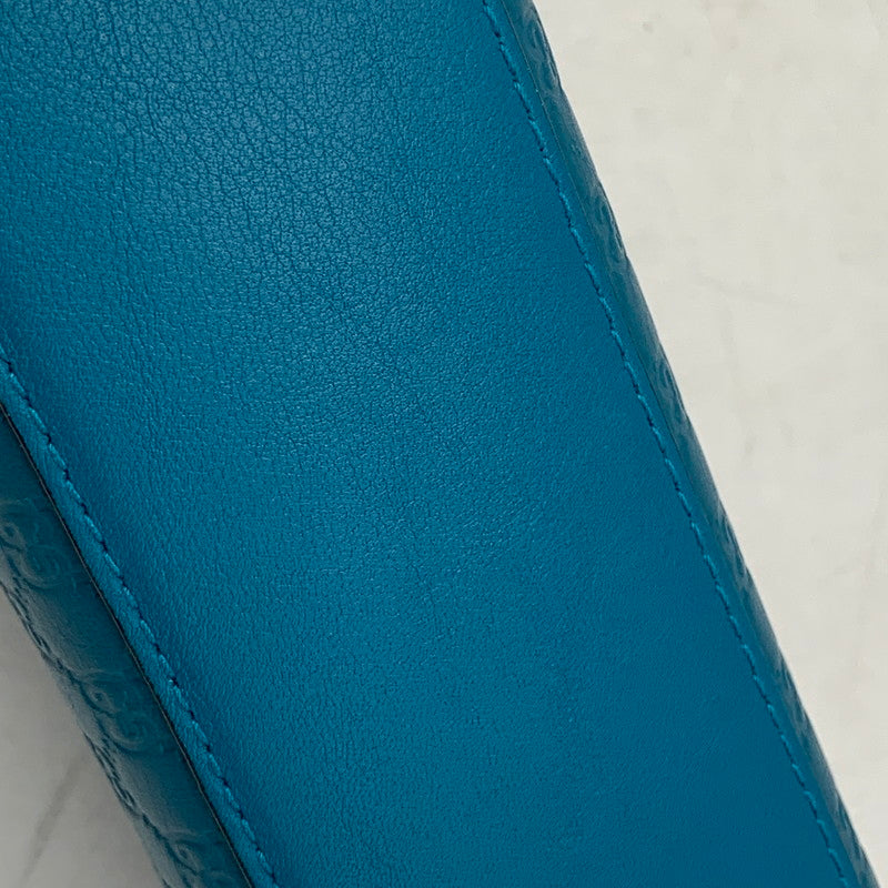 【中古品】【メンズ/レディース】 GUCCI グッチ 449894 マイクログッチシマ レザー ポーチ カバン 180-260901-ya-09-izu カラー：ターコイズブルー 万代Net店