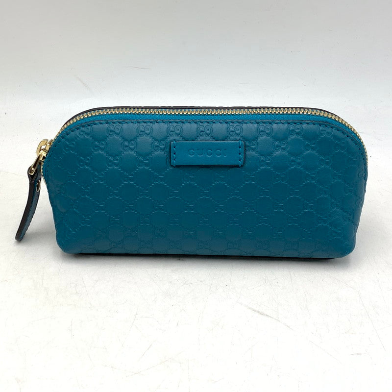 【中古品】【メンズ/レディース】 GUCCI グッチ 449894 マイクログッチシマ レザー ポーチ カバン 180-260901-ya-09-izu カラー：ターコイズブルー 万代Net店