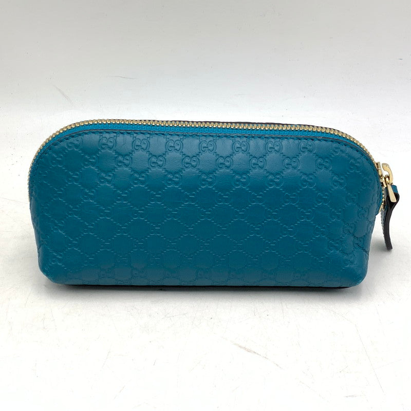 【中古品】【メンズ/レディース】 GUCCI グッチ 449894 マイクログッチシマ レザー ポーチ カバン 180-260901-ya-09-izu カラー：ターコイズブルー 万代Net店