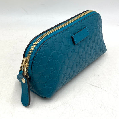 【中古品】【メンズ/レディース】 GUCCI グッチ 449894 マイクログッチシマ レザー ポーチ カバン 180-260901-ya-09-izu カラー：ターコイズブルー 万代Net店