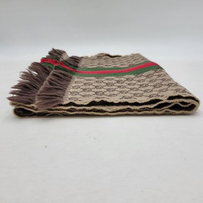 【中古品】【メンズ/レディース】 GUCCI グッチ GG柄 ウェブライン マフラー 183-260902-as-18-izu サイズ：37×180cm カラー：ブラウン系 万代Net店
