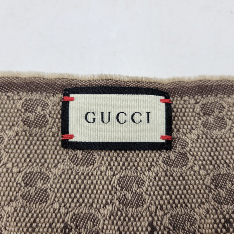 【中古品】【メンズ/レディース】 GUCCI グッチ GG柄 ウェブライン マフラー 183-260902-as-18-izu サイズ：37×180cm カラー：ブラウン系 万代Net店