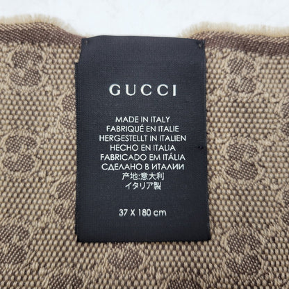 【中古品】【メンズ/レディース】 GUCCI グッチ GG柄 ウェブライン マフラー 183-260902-as-18-izu サイズ：37×180cm カラー：ブラウン系 万代Net店
