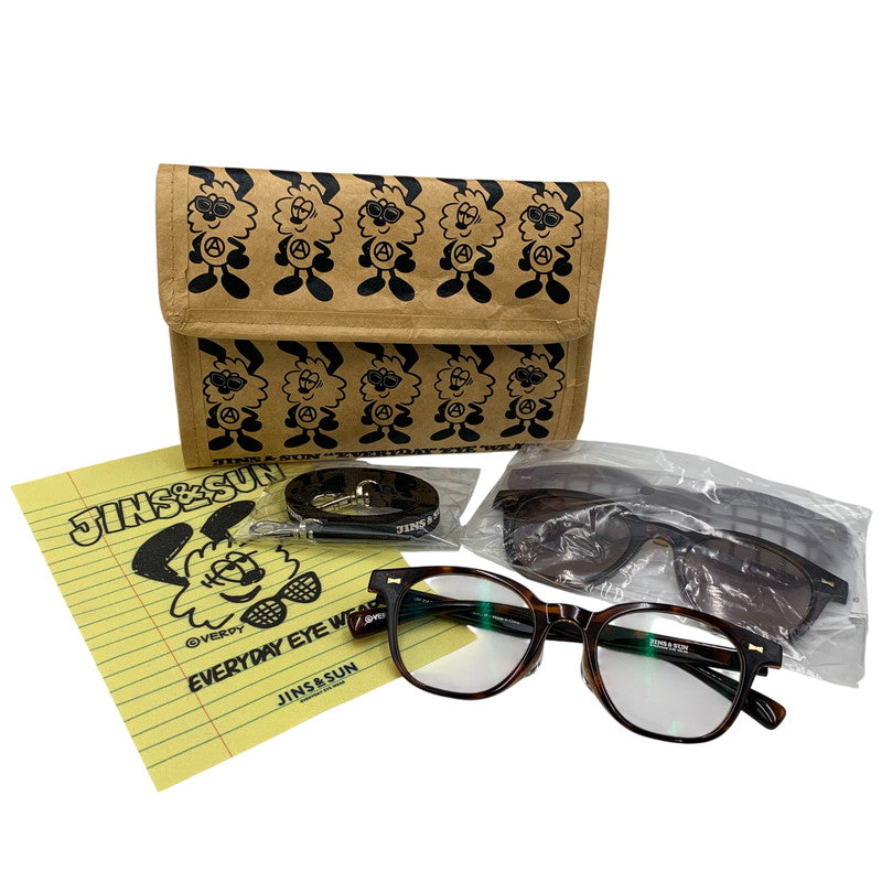 【中古品】【メンズ/レディース】 JINS & SUN × VERDY ジンズアンドサン ヴェルディ URF-21A-028 SUNGLASSES サングラス 眼鏡 203-260831-cs-07-izu サイズ：48.2口20.0-145.0 カラー：ブラウン系 万代Net店