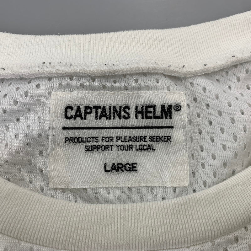 【中古品】【メンズ】 CAPTAINS HELM キャプテンズヘルム CH20-SS-T21 DOUBLE MESH FOOTBALL TEE ダブル メッシュ フットボール Tシャツ トップス 半袖 142-260905-cs-16-izu サイズ：L カラー：ホワイト 万代Net店