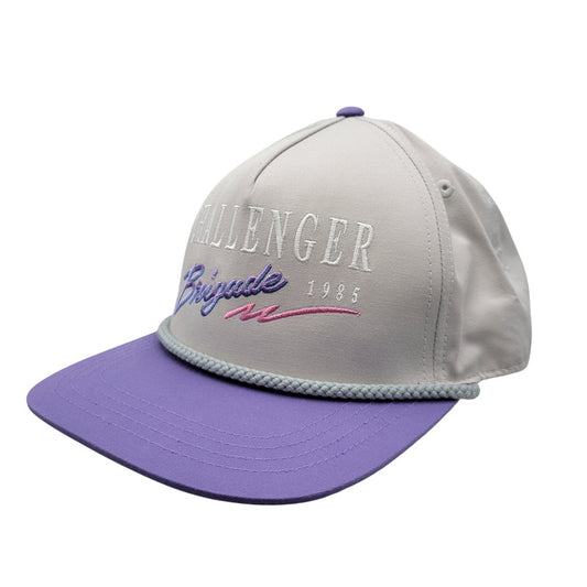 【中古品】【メンズ/レディース】 CHALLENGER チャレンジャー SIGNATURE CAP シグネチャー キャップ 帽子 185-260911-ya-19-izu サイズ：F カラー：グレー×パープル 万代Net店