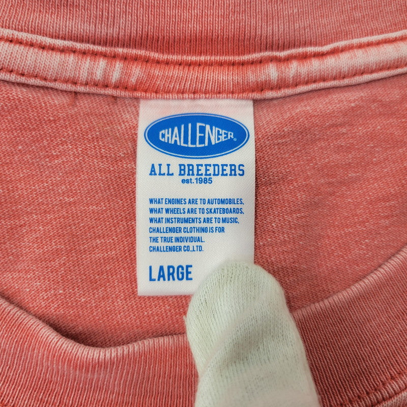 【中古品】【メンズ】 CHALLENGER チャレンジャー PIGMENT LOGO TEE ピグメント ロゴ Tシャツ 半袖 142-260911-as-05-izu サイズ：L カラー：LT CHERRY 万代Net店