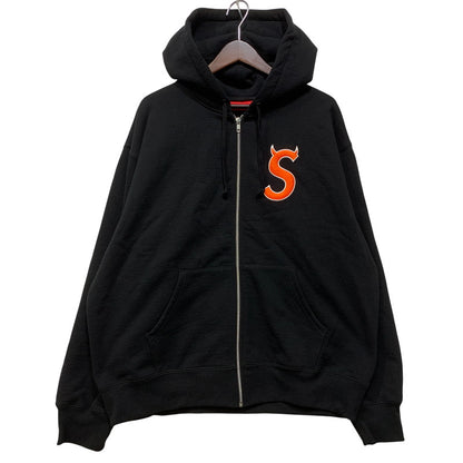 【中古品】【メンズ】 Supreme シュプリーム DEVIL S LOGO ZIP UP HOODED SWEATSHIRT デビル Sロゴ ジップアップ フーデッドスウェットシャツ パーカー 149-260902-as-01-izu サイズ：L カラー：ブラック 万代Net店