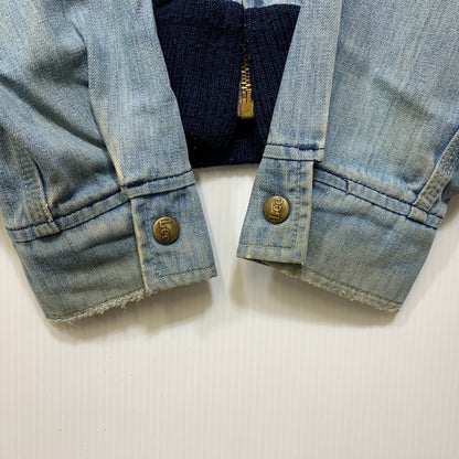 【中古品】【メンズ】 LEE SET リーセット USA製 TALON ZIP 70-80S RIB ZIP UP DENIM JACKET リブ ジップアップ デニム ジャケット アウター 146-260916-yn-14-izu サイズ：不明 カラー：ライトインディゴ 万代Net店
