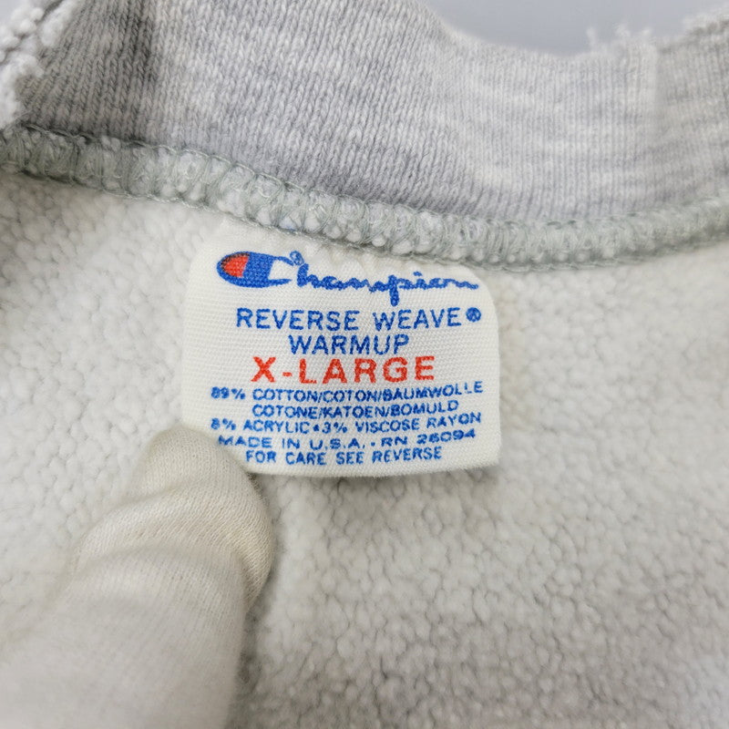 【中古品】【メンズ】 CHAMPION チャンピオン トリコタグ中期 染み込みプリント USA製 80S MICHIGAN STATE REVERSE WEAVE SWEATSHIRT リバースウィーブ スウェットシャツ トップス 長袖 146-260904-cs-01-izu サイズ：XL カラー：グレー 万代Net店