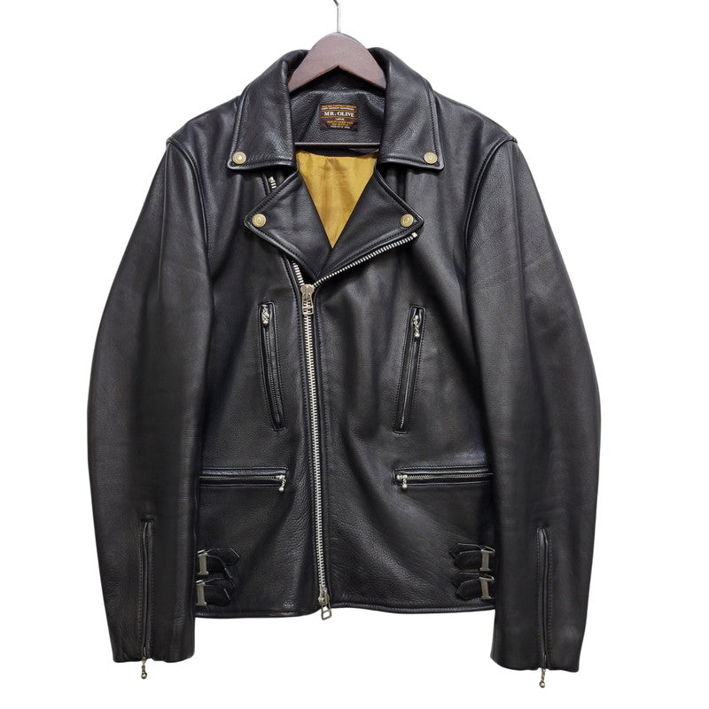 【中古品】【メンズ】 MR.OLIVE ミスターオリーブ COW LEATHER DOUBLE RIDERS JACKET M-17350 カウレザー ダブルライダースジャケット 140-260903-as-29-izu サイズ：L カラー：ブラック 万代Net店