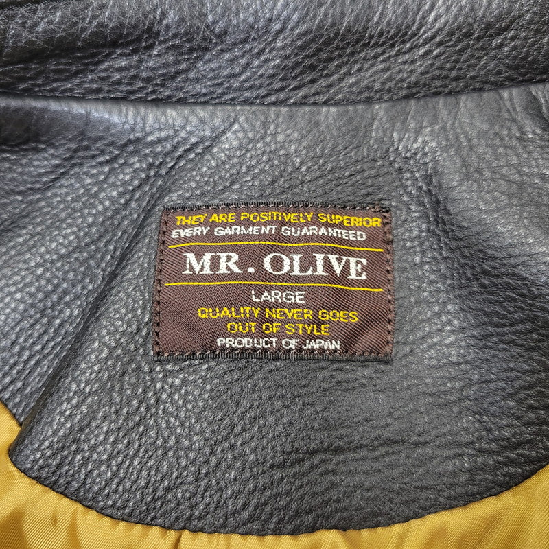 【中古品】【メンズ】 MR.OLIVE ミスターオリーブ COW LEATHER DOUBLE RIDERS JACKET M-17350 カウレザー ダブルライダースジャケット 140-260903-as-29-izu サイズ：L カラー：ブラック 万代Net店