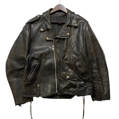 【ジャンク品】【メンズ】 SCHOTT ショット LEATHER DOUBLE RIDERS JACKET レザー ダブル ライダース ジャケット アウター 145-260905-cs-09-izu サイズ：44 カラー：ブラック 万代Net店