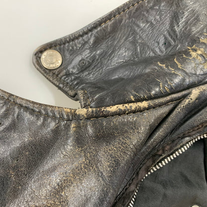 【ジャンク品】【メンズ】 SCHOTT ショット LEATHER DOUBLE RIDERS JACKET レザー ダブル ライダース ジャケット アウター 145-260905-cs-09-izu サイズ：44 カラー：ブラック 万代Net店