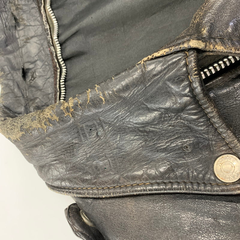 【ジャンク品】【メンズ】 SCHOTT ショット LEATHER DOUBLE RIDERS JACKET レザー ダブル ライダース ジャケット アウター 145-260905-cs-09-izu サイズ：44 カラー：ブラック 万代Net店