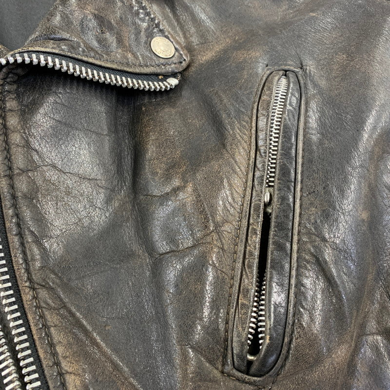 【ジャンク品】【メンズ】 SCHOTT ショット LEATHER DOUBLE RIDERS JACKET レザー ダブル ライダース ジャケット アウター 145-260905-cs-09-izu サイズ：44 カラー：ブラック 万代Net店
