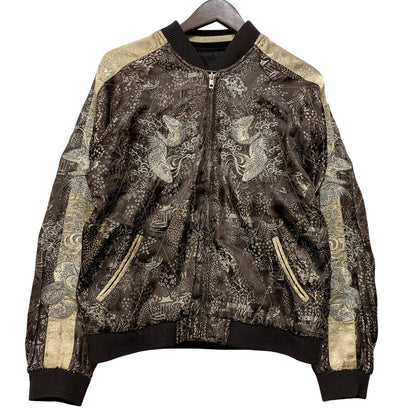 【現状渡し品】【メンズ】 花旅楽団 ハナタビガクダン 鯉×桜 SOUVENIR JACKET スーベニア ジャケット アウター 145-260905-cs-07-izu サイズ：S カラー：ブラック/ブラウン系 万代Net店