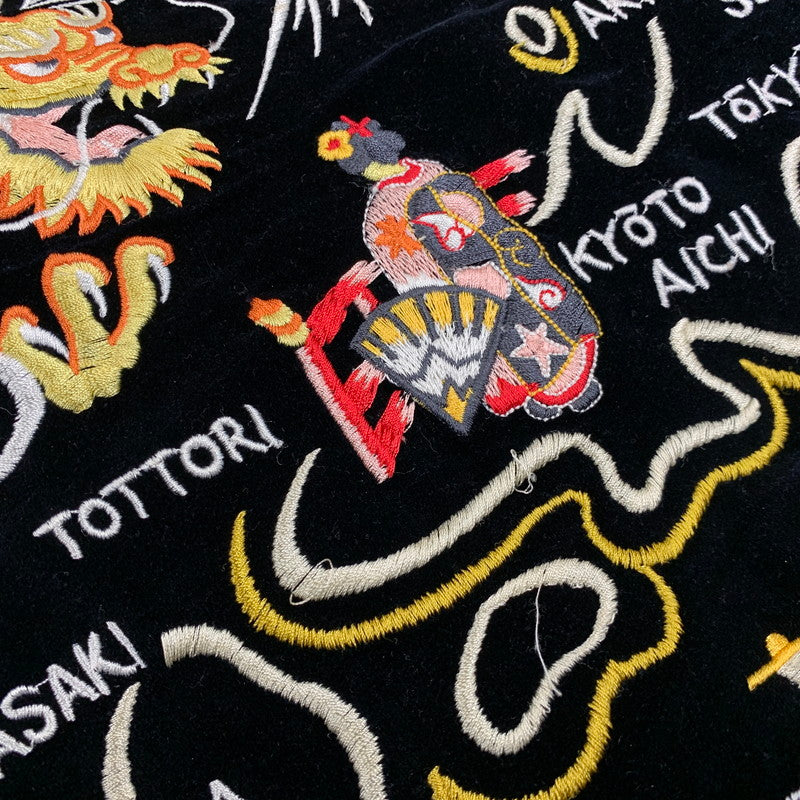【中古品】【メンズ】 PINK DRAGON ピンクドラゴン 別珍 JAPAN MAP×DRAGON 30TH SOUVENIR JACKET ３０周年 スーベニア ジャケット アウター 145-260905-cs-08-izu サイズ：不明 カラー：ブラック/ホワイト 万代Net店