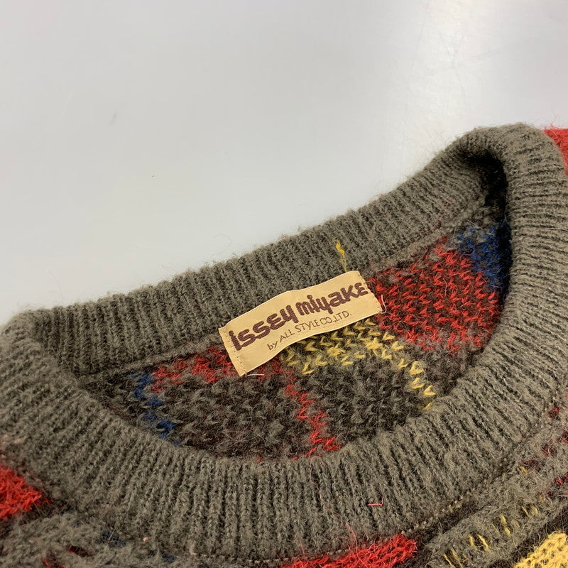 【中古品】【メンズ】 ISSEY MIYAKE BY ALL STYLE イッセイミヤケ オールスタイル ALL STYLE タグ COLORBLOCK KNIT SHIRT カラー ブロック ニット シャツ トップス 140-260904-kh-01-izu カラー：マルチ 万代Net店