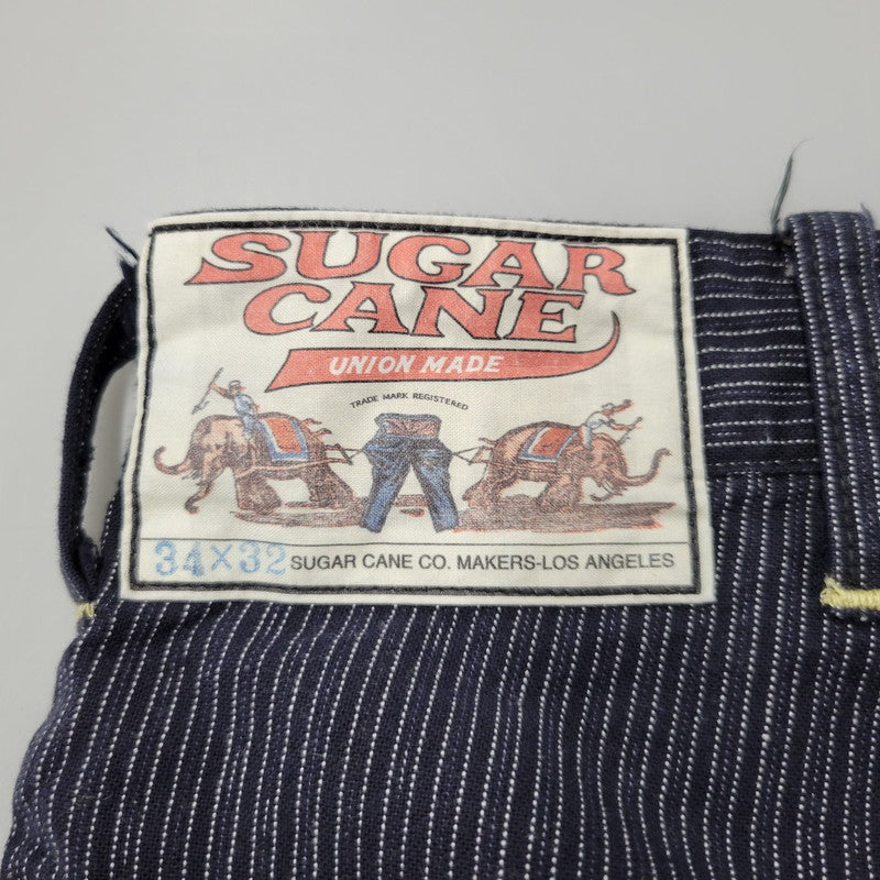 【中古品】【メンズ】 SUGAR CANE シュガーケーン FICTION ROMANCE 8OZ. INDIGO STRIPE WORK PANTS フィクション ロマンス ストライプ ワークパンツ 156-260909-as-17-izu サイズ：34×32 カラー：インディゴ 万代Net店