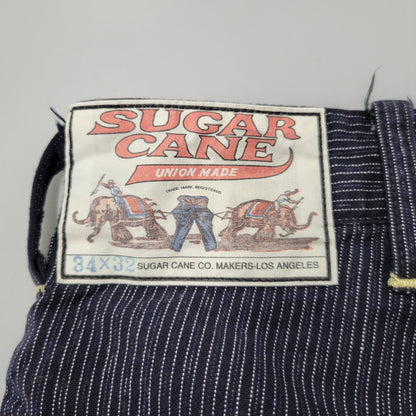 【中古品】【メンズ】 SUGAR CANE シュガーケーン FICTION ROMANCE 8OZ. INDIGO STRIPE WORK PANTS フィクション ロマンス ストライプ ワークパンツ 156-260909-as-17-izu サイズ：34×32 カラー：インディゴ 万代Net店