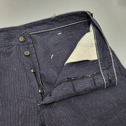 【中古品】【メンズ】 SUGAR CANE シュガーケーン FICTION ROMANCE 8OZ. INDIGO STRIPE WORK PANTS フィクション ロマンス ストライプ ワークパンツ 156-260909-as-17-izu サイズ：34×32 カラー：インディゴ 万代Net店