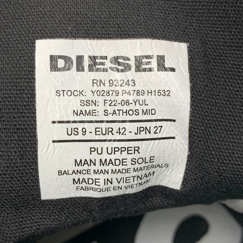 【中古品】【メンズ】 DIESEL ディーゼル F22-06-YUL S-ATHOS MID エス アトス ミッド シューズ スニーカー 靴 162-260918-ya-02-izu サイズ：27cm カラー：ブラック 万代Net店