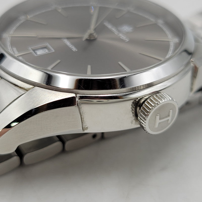 【中古品】【メンズ/レディース】 HAMILTON ハミルトン AMERICAN CLASSIC SPIRIT OF LIBERTY AUTOMATIC DATE H-424151 アメリカン クラシック スピリット オブ リバティ 裏スケルトン 腕時計 197-260907-as-04-izu カラー：シルバー 万代Net店